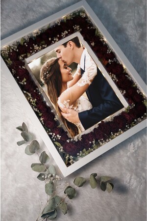 30x40 Cm LED New Model Memory Frame - Special Day Flowers Rose Table - Verda Çerçeve