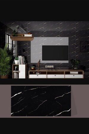 30x60 Cm Black Marble Patterned Self-Adhesive Ceramic Foam Bathroom WC Coating PVC Wall Panel - Bien Home