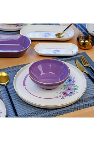 (منز-ليندي) ذهبية مزخرفة 31 قطعة (مجموعة عشاء Ceramic Dinner Set) لـ 6 أشخاص 68933 - Glore