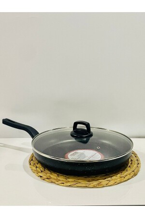 32 Cm Black Pan with Glass Lid CML0272 - COOKCASE