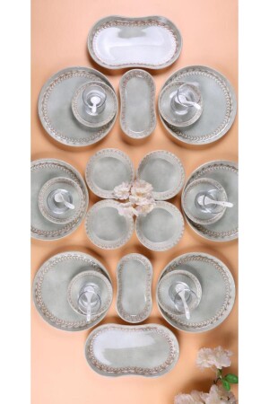 32 Piece Daisy Porcelain Breakfast Set for 6 Persons - Luxury Breakfast Presentation Set - Atbyhome