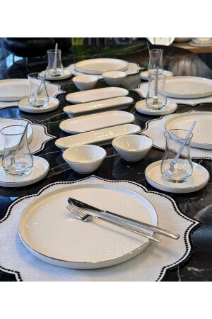 32 Piece Modern Cream Platinum Breakfast Set - Onedekor