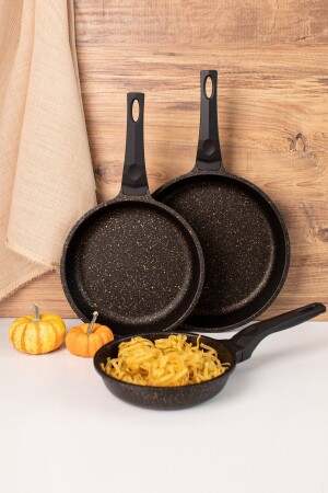 3255 Bratpfanne Gussgranit 3-teiliges Pfannenset Schwarz (20-24-28 cm) OMS 3255 Granitpfannenset - Oms