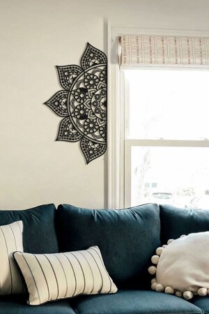 32*60 Cm - Black - Metal Islamic Patterned Mandala Wall Painting - Islamic Patterned Metal Painting - Wam163 - Wall Art İstanbul