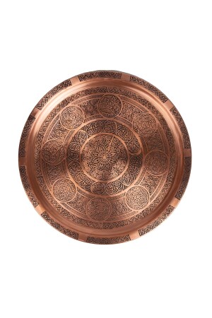 34cm Gaziantep Copper Ottoman Heavy Hand Embroidered Tray Henna Tray 34 Cm Weight: 0,600 gr DMT-19053 - DMT COPPER HOME