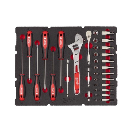 35-piece ratchet and screwdriver set for MILWAUKEE Packout drawer 1/4