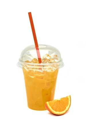 350 cc Pet Plastic Milkshake Lemonade Glass with Lid 50 Pieces - Policup
