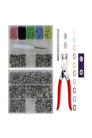 350 Set Metal Color Snap Fasteners Complete Set 9. 5mm. HBH1199-PLRSTBTN - İşkur Makina