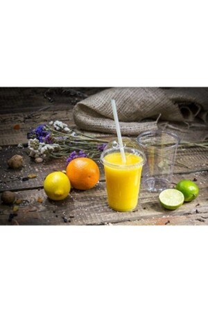 350cc Thick Pet Plastic Lemonade Milkshake Cold Coffee Glass 50 Pieces with Lids - İhtiyaç Limanı
