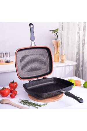 36 Cm Gold Stone Twin Grill Pan - Double Sided Grill Pan - Evren