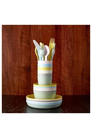 36 Piece Children's Dinnerware Set Ikea 6 Plates 6 Cups 6 Bowls 6 Spoons 6 Forks 6 Knives A Quality Plastic GVG235 - GVG