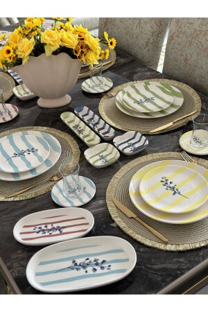 36 Piece Flower Line Breakfast Set for 6 People - Onedekor