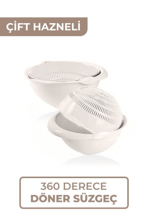 360 Degree Rotatable Pasta Strainer Multi-Purpose Double Chamber Strainer Vegetable Fruit Washing Rotary Strainer - Melkan Home
