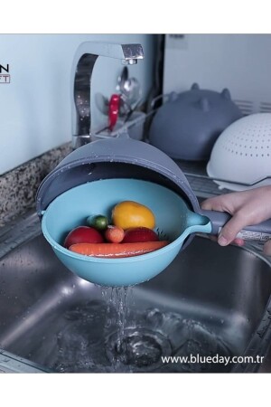 360 Degree Rotatable Rice Washing and Pasta Strainer Double Chamber Rotating Vegetable Fruit Washing Strainer - Rapt