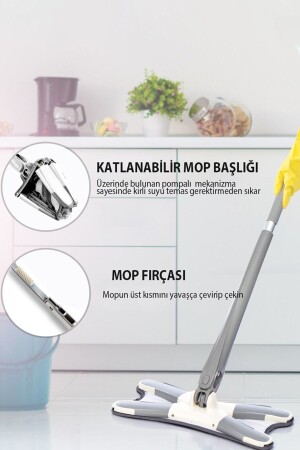 360 Derece Dönebilen Kendinden Sıkmalı X Mop - Vadi