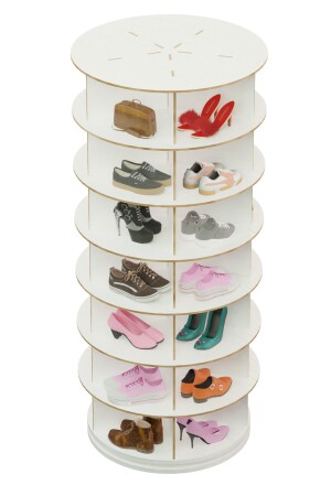 360° Rotating Shoe Rack -Round- Rotating Shoe Tower - Mionte Flat-Pack