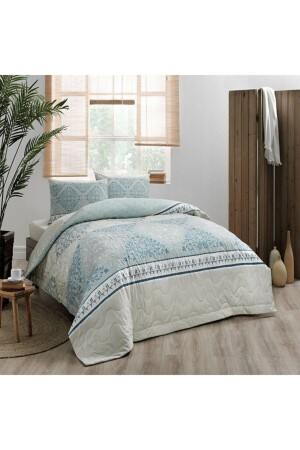 3604 Ranforce Quilted Talia Double Mint Duvet Cover Set 60229935 8696048635346 - Taç