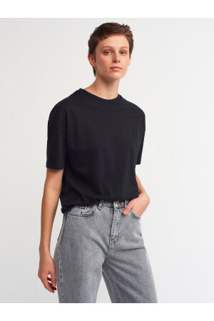 3683 Basic T-shirt-siyah - Dilvin