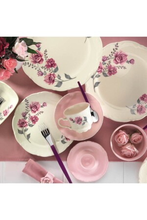38-teiliges Frühstücksset mit Puderblumenmuster SMR38KH2448935 - Kütahya Porselen