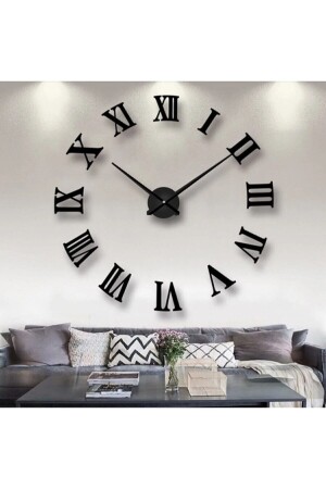 3d Black Wooden Roman Numeral Decorative Large Size Wall Clock - Minay Home
