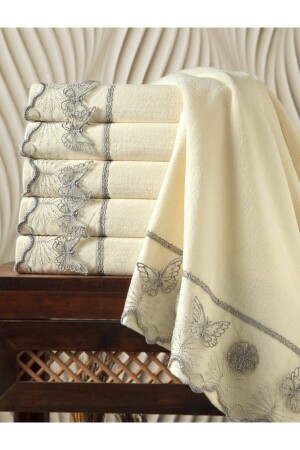 3D Butterfly Laced 3-Piece 100% Cotton 50x90 Hand and Face Towel Set 3-Piece*Butterfly - AYHANHOME