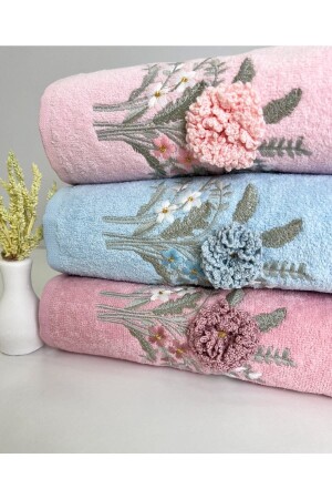 3D Flower Patterned Dowry Box 3 Pieces 50x90 Hand Face Towel Set 3*Brmck*2 - AYHANHOME