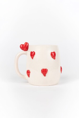 3D Heart Embroidered Handmade Valentine's Day Gift Ceramic Mug - Loomart