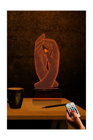 3D Illusion LED Lamp Table Night Light 16 Colors Remote Controlled Decorative Hand in Hand Love 3DLM046 - TahtaModa
