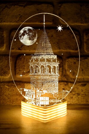 3D Looking LED Lamp with Galata Tower Visual GALATA2123 - Hediye Kovanı
