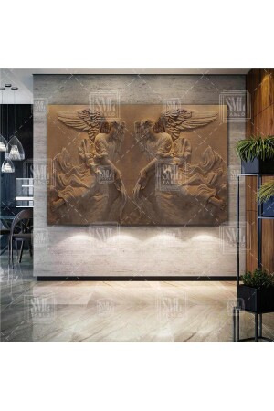 3D Marble Relief Effect Angel Wing Horizontal Canvas Print T2020146 - SML TABLO