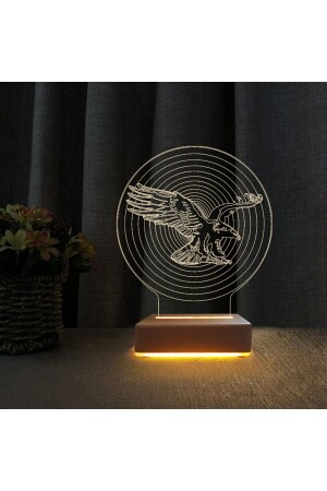 3D Night Lamp Gift for Beşiktaş Fans Black Eagle Design Table Lamp VİPYOLTEKKARAKARTAL - Vipyol