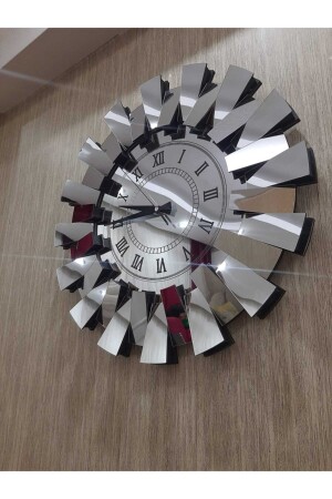 3D Piano Model Mirrored Wall Clock with Roman Numerals Silver - Tuğbart
