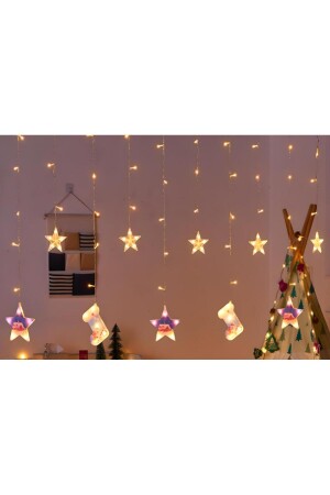 3D Sock Star Figure Christmas LED Light - Animated Daylight Colorful LED Light with 3 Meters Plug - Buradanaldım