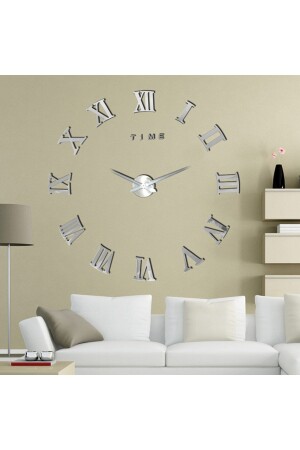 3d Wall Clock Large 3d Roman Numeral Wall Clock (SILVER) GS 80 ROMAN CLOCK - GİZEM SHOP