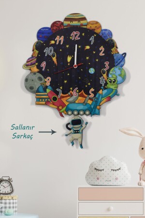 3D Wooden Space And Planets Children's Room Wooden Wall Clock Elf-2312023 - Elfidadesign