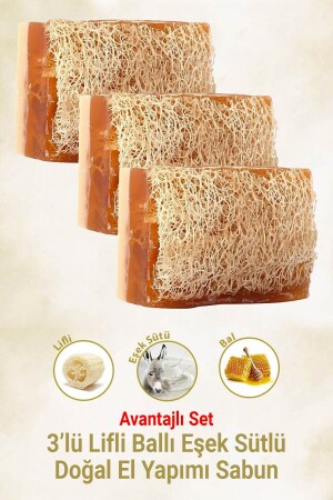 3er-Pack handgemachte Seife aus Ballaststoffhonig und Eselsmilch, 3 x 120 g – Eselsmilch SET3LUSABRBA - Arap Makyaj Dünyası