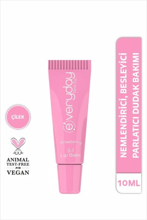 3in1 Lip Balm Çilek- Nemlendirici Besleyici Parlatıcı Dudak Bakım 10 ml - Everyday Beauty