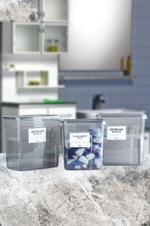 MNZ-3-piece أطباق غسيل الأطباق من الأنثرايت وألوان المطهر - القمامة/الصندوق الأبيض 3LüAnt2Lt - Karçiçeği Home