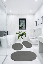 3'lü Banyo Halısı Paspası Oval Peluş Klozet Takımı-koyu Gri 60x90(ELİPS)-50x60(ELİPS)-60x60(YVRLK) BSLYBANYO3LÜ - BESELY