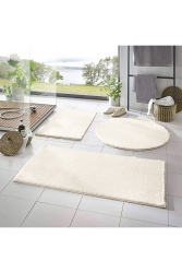 3'lü Banyo Halısı Peluş Post Halı Klozet Takımı Krem 50x90-50x60--50x50(YUVARLAK) BLT3LUBANYO - Balat Halı