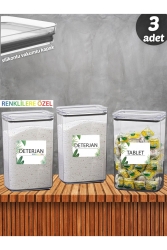 3lü Deterjan Kabı , Tablet Kabı Dekoratif Dikdörtgen 2,9 Lt Vakum Kapaklı 3'lü Set Saklama Kutusu TYC00665463238 - Comprox
