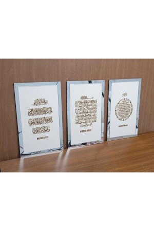 3-teiliges Gebetsset (Bereket-Ayatel Kürsi-Evil Eye Prayers) Weiß/Silber - Hediyesepetin
