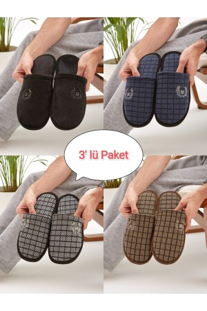 3'lü Paket M Kışlık Terlik Ev Terliği Çeyiz Bohça Seti Misafir Terliği MD22558 - Moda Devrin