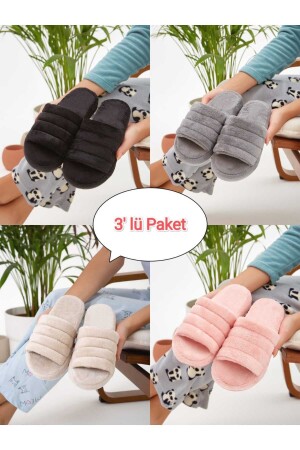 3'lü Paket Önü Açık Terlik Ev Terliği Çeyiz Bohça Seti MD22558 - Moda Devrin