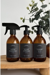 3'lü Set 300ml Amber Şişe Sprey Mutfak Temizleyici & Bulaşık Deterjanı & Çamaşır Suyu Siyah 3lüsetner4 - GO BLOBS