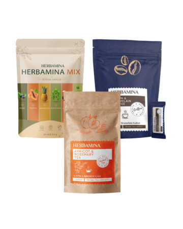 3’lü Set Herbamina Mix&Herbamina Koffie Coffee INULIN & BROMELAIN COFFEE&Herbamina Kayısı & Biberiye Karışık Bitki Çayı - Herbamina