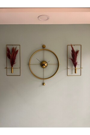 3'lü Set Versayce (ORTA BOY) Time Metal Duvar Saati Gold , Modern Dekoratif Metal Duvar Saati VersaceGold007 - MetaQuartz Aksesuar