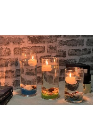 3'lü Silindir Mumluk -rsglassware Çap 9 Cm - Boyları 12 - 15 - 20 Cm mum01 - Paşabahçe