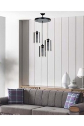 3'lü Trend Füme Mika Cam Sarkıt Avize Salon, Mutfak, Antre 3lütpsifme - Trend Kitchen