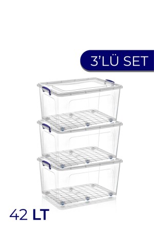 3pcs 42 Lt Clear Box Storage Box - Vienev